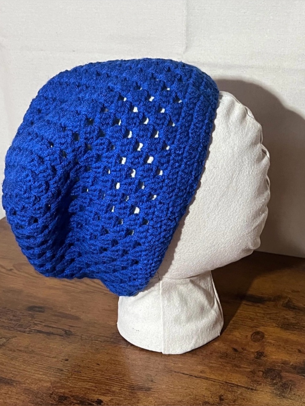 Handmade Crochet Rasta Tam Hat | Slouchy Beanie for Locs | Blue